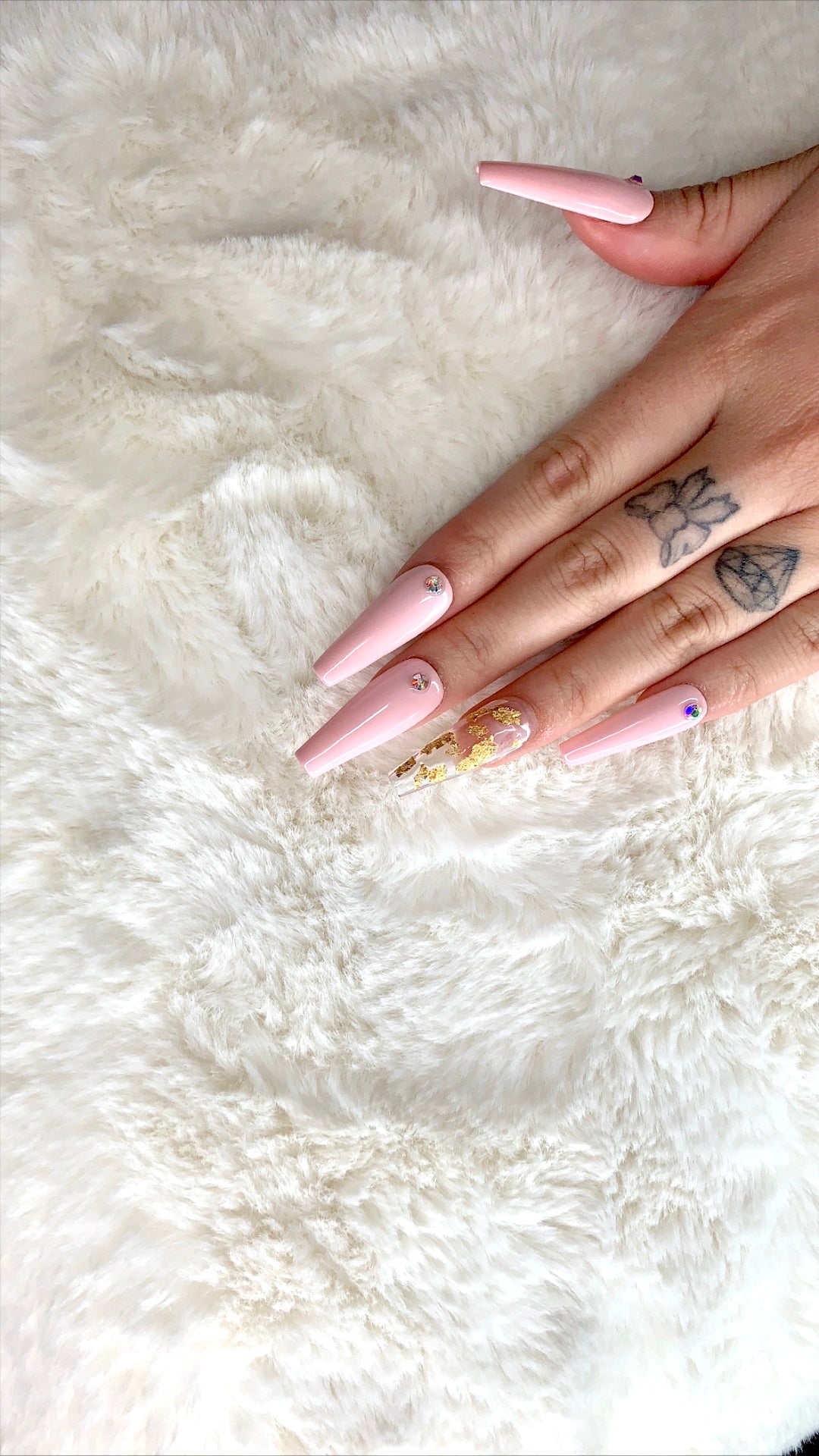 MTO - Crushed | Pink gold foil clear nails