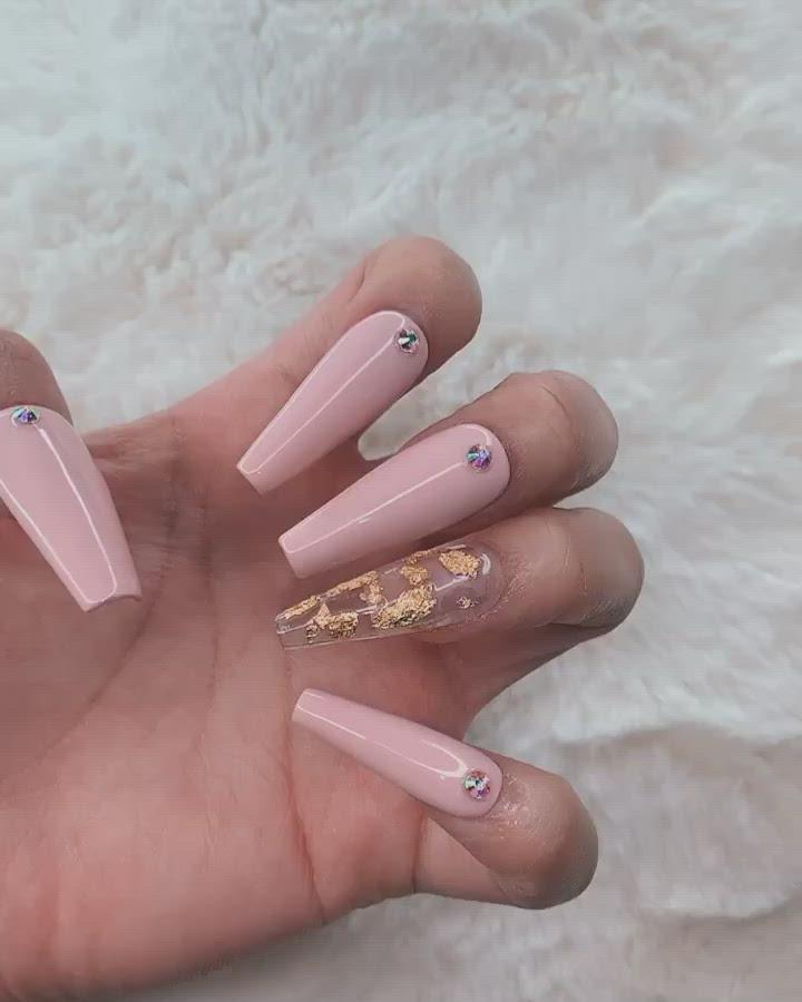 MTO - Crushed | Pink gold foil clear nails