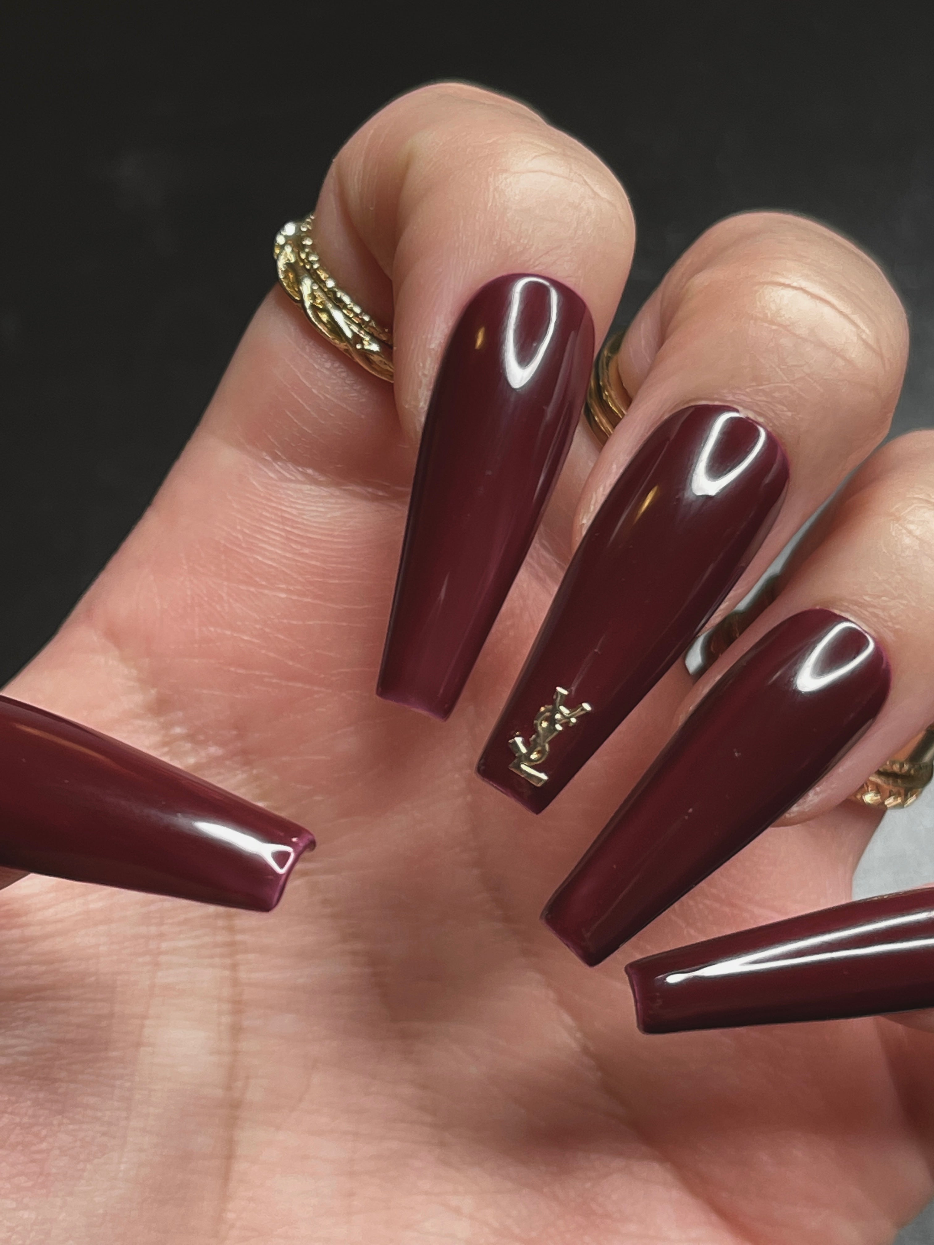 Update 168+ burgundy matte nails with gold latest