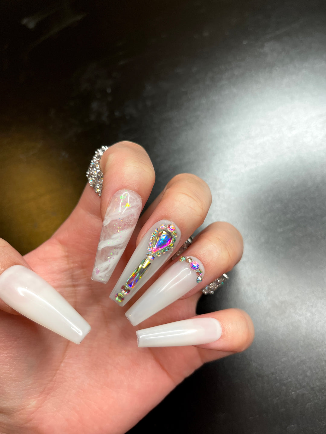 MTO - Enchanted | Milky Swirl Bling Nail Design – AVANITY COLLECTION