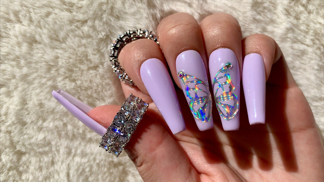 MTO - Majesty | Lavender butterfly holographic nails